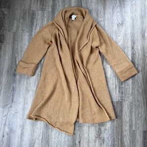 Soft Surroundings Wool Mohair Telluride Topper Knit Camel Duster Cardigan chunky